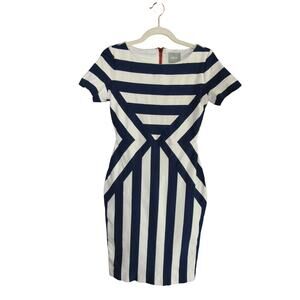 Maeve Anthropologie‎ Dress Womens 6 Blue White Stripe Stretch